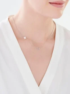 Naszyjnik srebrny - serce, koniczyna