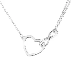 Naszyjnik srebrny - serce, nieskończoność