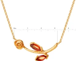 Naszyjnik srebrny z bursztynem - róża