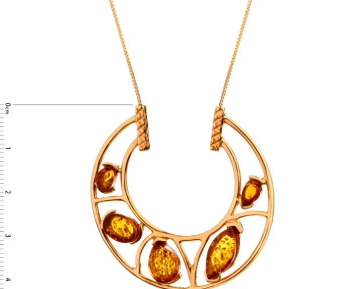 Naszyjnik srebrny z bursztynem