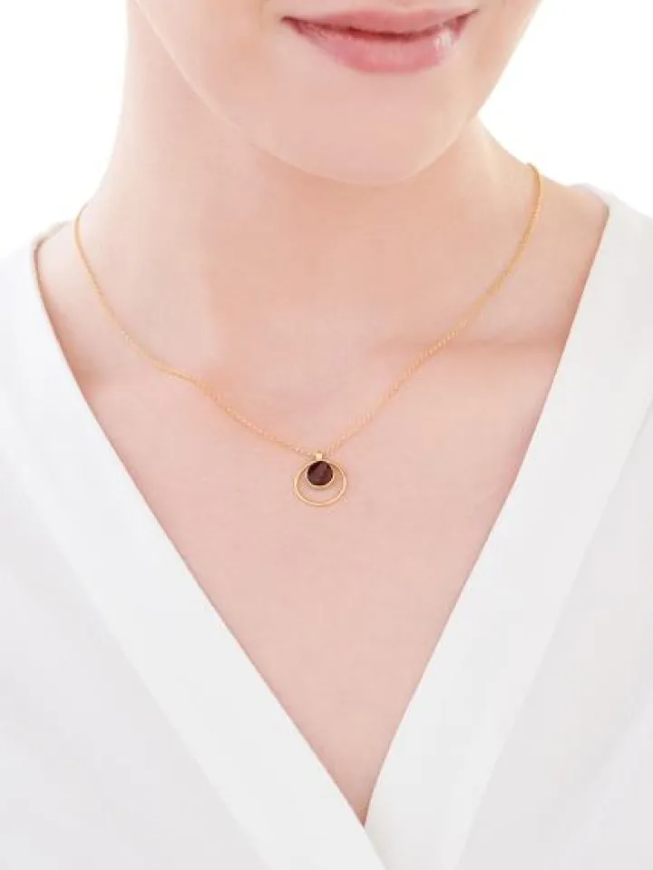 Naszyjnik srebrny z bursztynem - koło