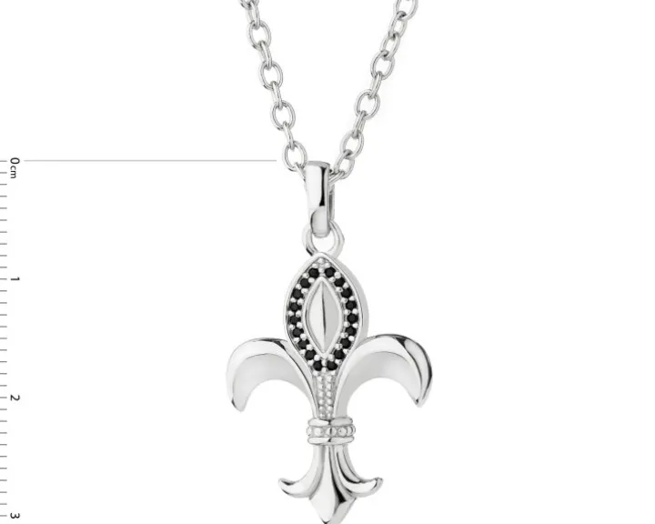 Naszyjnik srebrny z cyrkoniami - lilijka