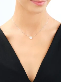 Naszyjnik srebrny z cyrkoniami - kwiaty