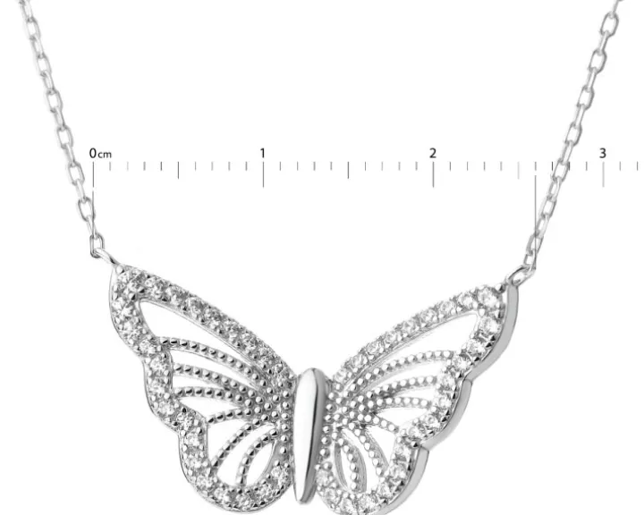 Naszyjnik srebrny z cyrkoniami - motyl