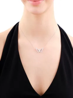 Naszyjnik srebrny z cyrkoniami - motyl