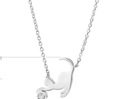 Naszyjnik srebrny z cyrkonią - kot