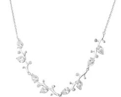 Naszyjnik srebrny z cyrkoniami - liście
