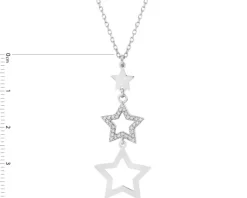 Naszyjnik srebrny z cyrkoniami - gwiazdy