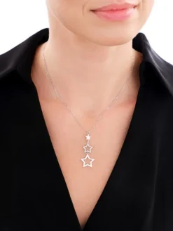 Naszyjnik srebrny z cyrkoniami - gwiazdy