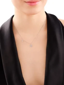 Naszyjnik srebrny z cyrkoniami - koniczyny