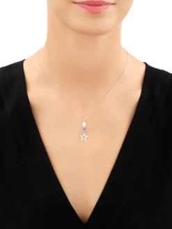 Naszyjnik srebrny z cyrkonią - gwiazdy