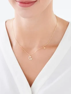 Naszyjnik srebrny z cyrkoniami - Księżyc, gwiazda