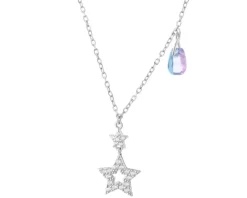 Naszyjnik srebrny z cyrkoniami i szlifowanym szkłem - gwiazdy