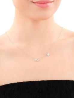 Naszyjnik srebrny z cyrkoniami - nieskończoność, łapka