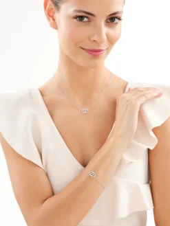 Naszyjnik srebrny z cyrkoniami - koła