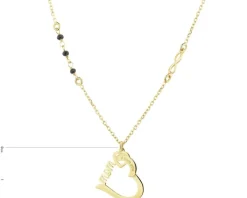 Naszyjnik srebrny z cyrkoniami - serce, mama, love