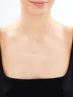 Naszyjnik srebrny z cyrkoniami - samolot