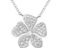Naszyjnik srebrny z cyrkoniami - kwiat