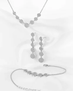 Naszyjnik srebrny z cyrkoniami - koła