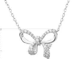 Naszyjnik srebrny z cyrkoniami - kokardka
