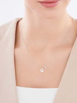 Naszyjnik srebrny z cyrkonią - łapka, serce