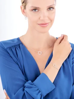 Naszyjnik srebrny z cyrkoniami - koła