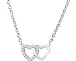 Naszyjnik srebrny z cyrkoniami - serca