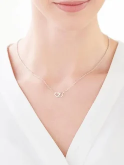 Naszyjnik srebrny z cyrkoniami - serca