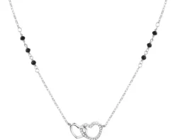 Naszyjnik srebrny z cyrkoniami i szlifowanym szkłem - serca