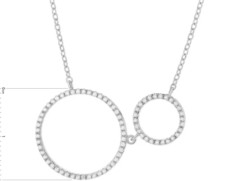 Naszyjnik srebrny z cyrkoniami - koła