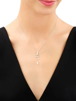 Naszyjnik srebrny z cyrkoniami  - Księżyc, gwiazdy