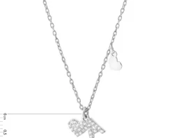 Naszyjnik srebrny z cyrkoniami - litera A, serca