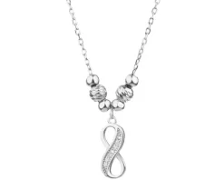 Naszyjnik srebrny z cyrkoniami - nieskończoność, kulki