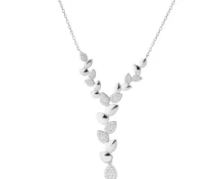 Naszyjnik srebrny z cyrkoniami - liście
