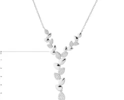 Naszyjnik srebrny z cyrkoniami - liście
