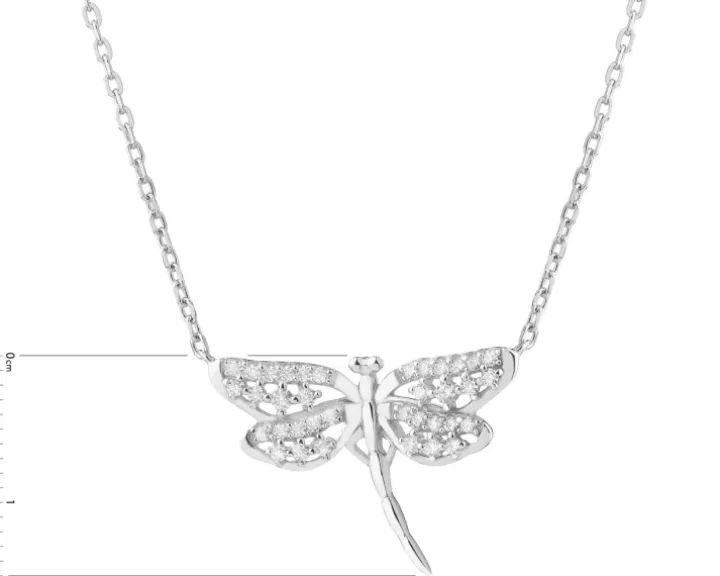 Naszyjnik srebrny z cyrkoniami - ważka