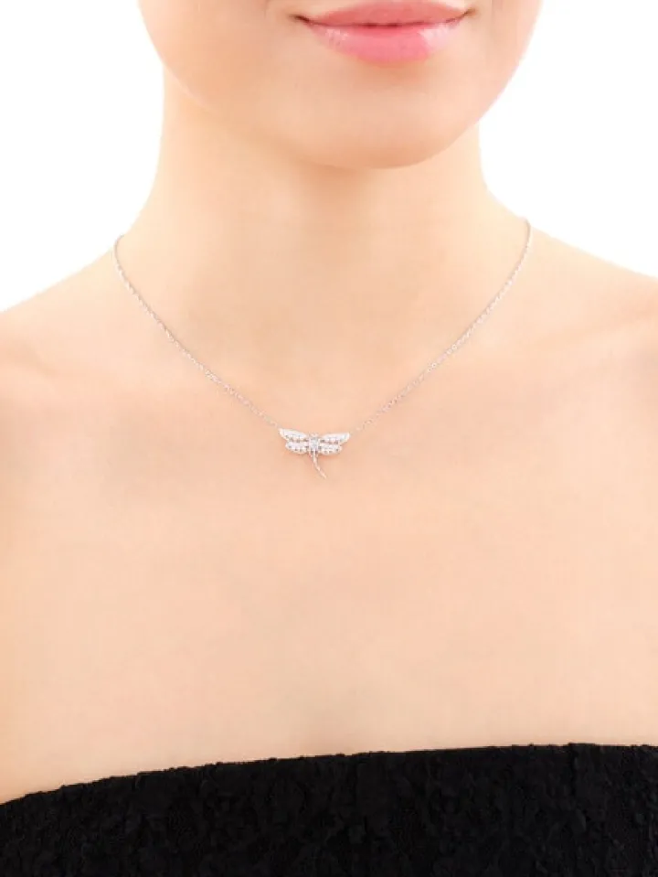 Naszyjnik srebrny z cyrkoniami - ważka