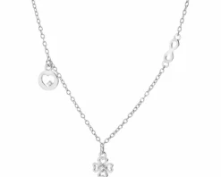 Naszyjnik srebrny z cyrkoniami - koniczyna, nieskończoność, serce