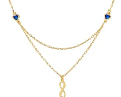 Naszyjnik srebrny z cyrkoniami - nieskończoność, serca