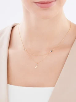 Naszyjnik srebrny z cyrkoniami - nieskończoność, serca