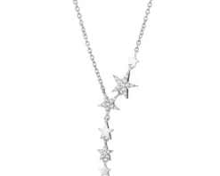Naszyjnik srebrny z cyrkoniami - gwiazdy