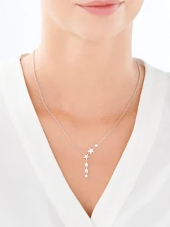 Naszyjnik srebrny z cyrkoniami - gwiazdy