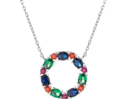 Naszyjnik srebrny z cyrkoniami - koło