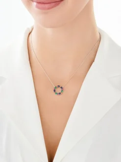 Naszyjnik srebrny z cyrkoniami  - koło