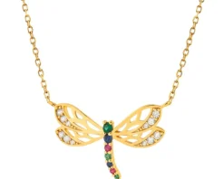 Naszyjnik srebrny z cyrkoniami - ważka