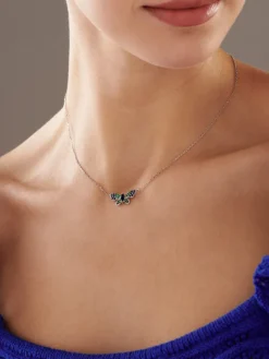 Naszyjnik srebrny z cyrkoniami - motyl