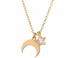 Naszyjnik srebrny z cyrkonią - Księżyc, gwiazda
