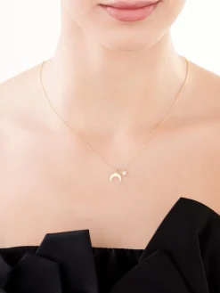 Naszyjnik srebrny z cyrkonią - Księżyc, gwiazda