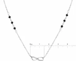 Naszyjnik srebrny z cyrkoniami i szlifowanym szkłem - nieskończoność