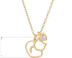 Naszyjnik srebrny z cyrkonią - kot, serce